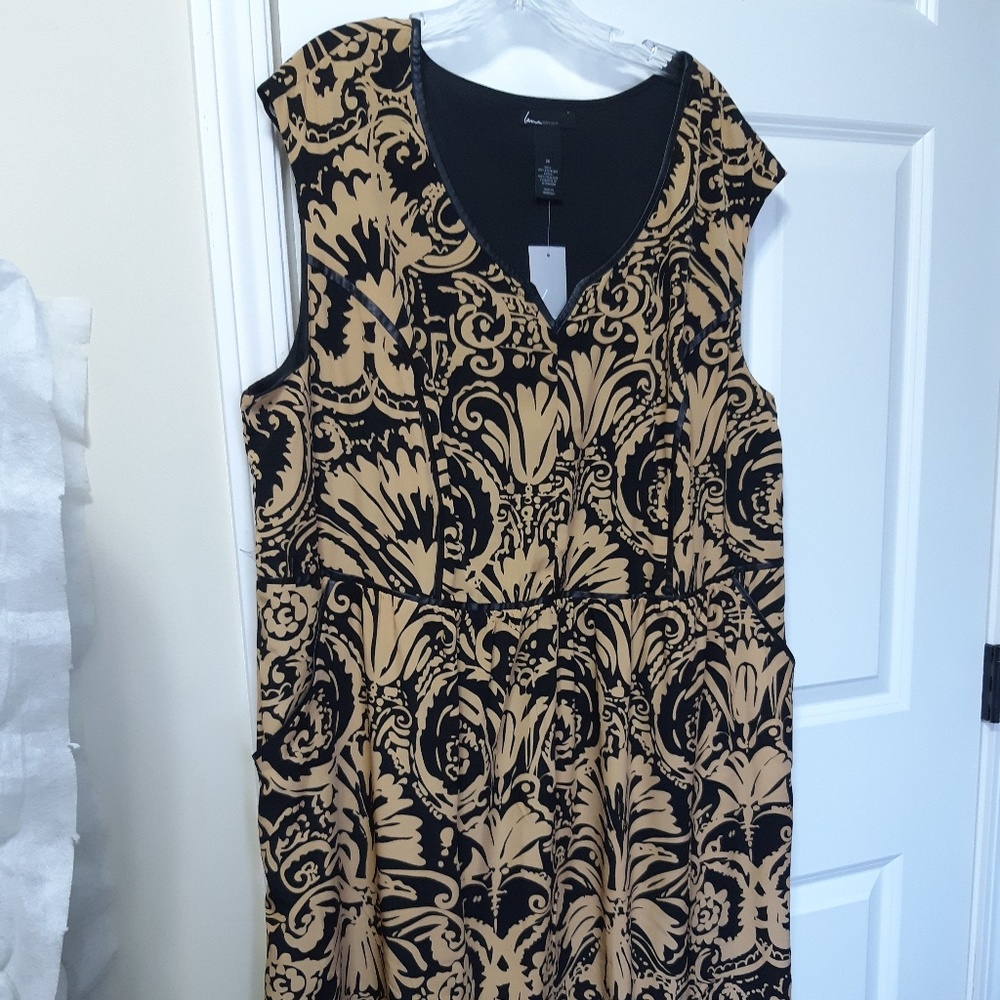 Baroque Dress with Faux Leather Detailing